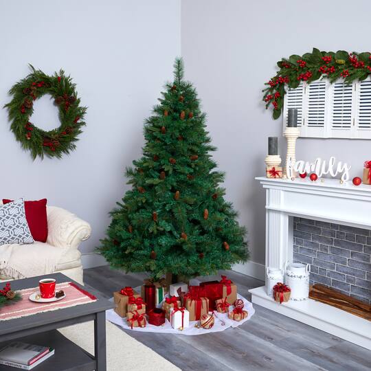 6ft. Pre-Lit West Virginia Mixed Pine Artificial Christmas Tree, Clear LED Lights